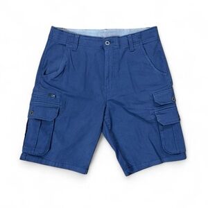 Blue cargo shorts with multiple utility pockets Size 32